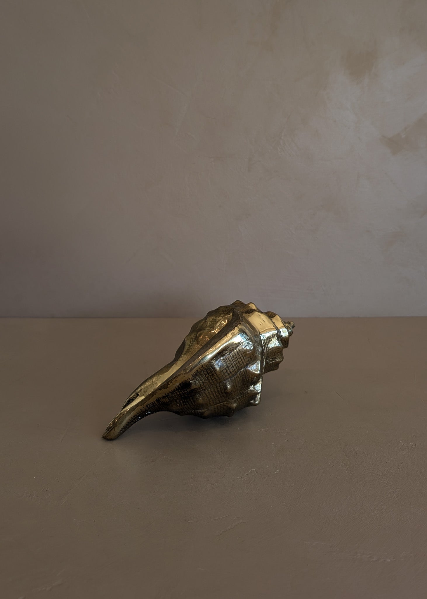 Large Vintage Brass Conch Shell