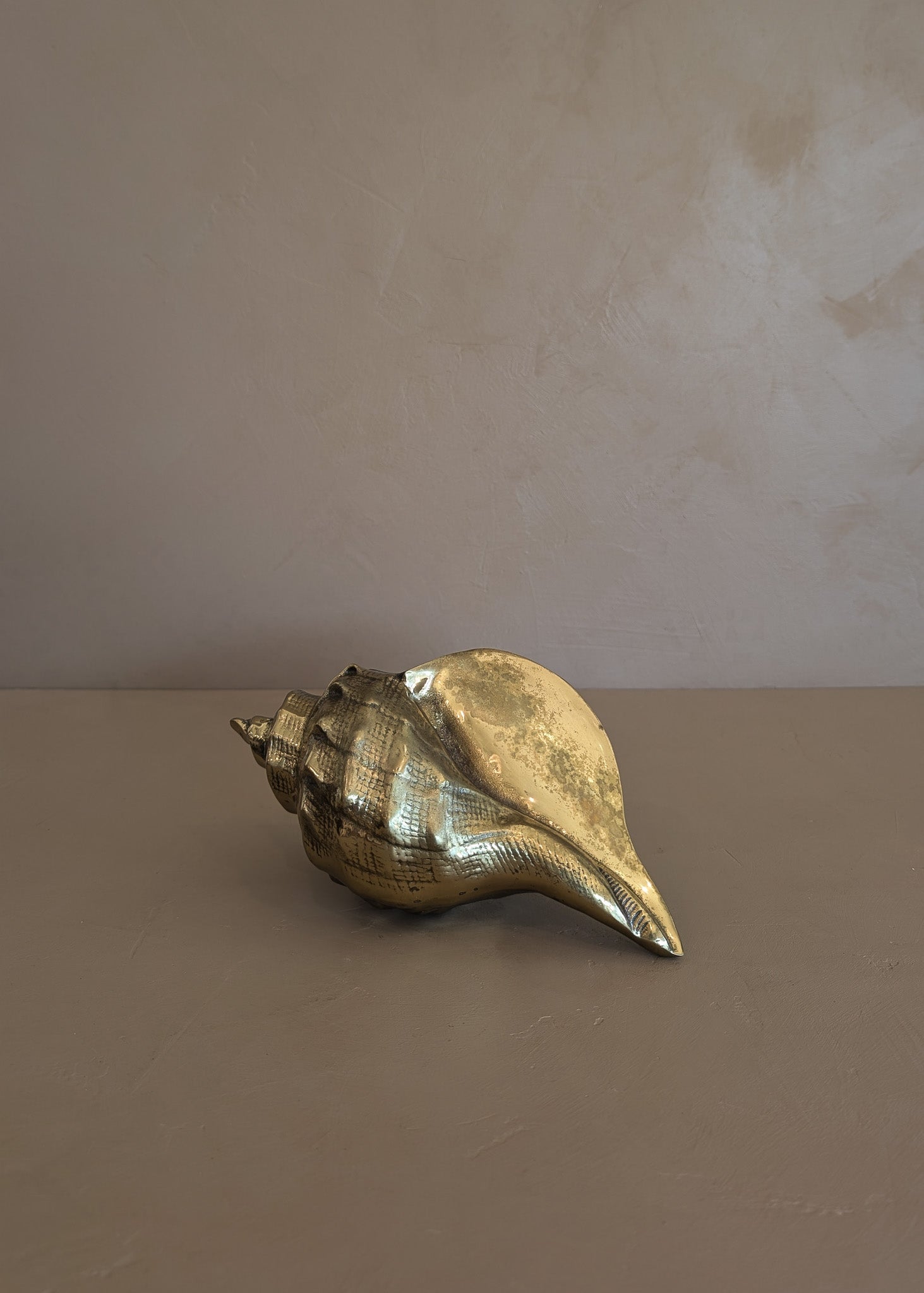Large Vintage Brass Conch Shell