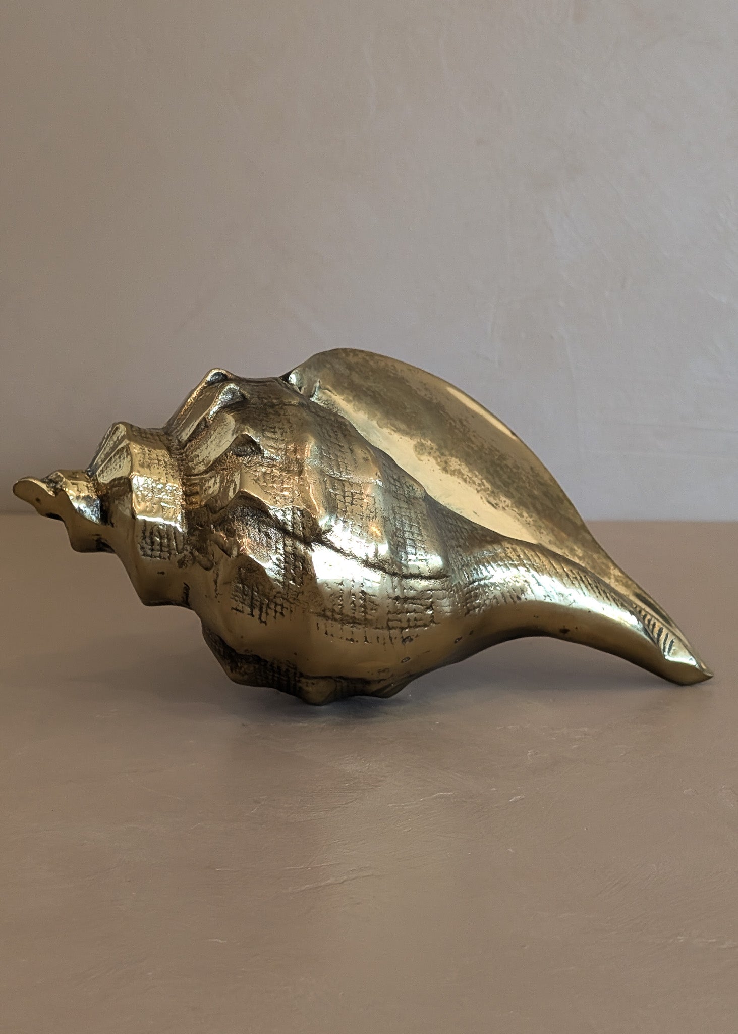 Large Vintage Brass Conch Shell