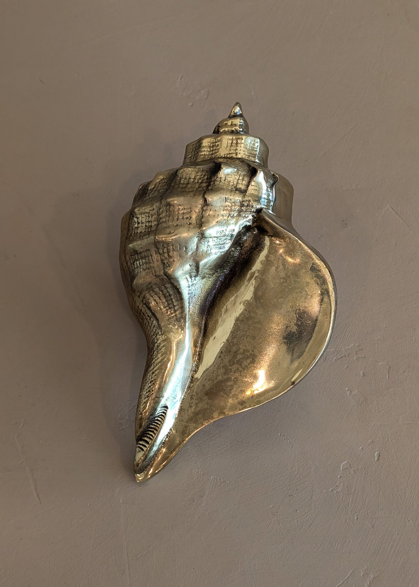 Large Vintage Brass Conch Shell
