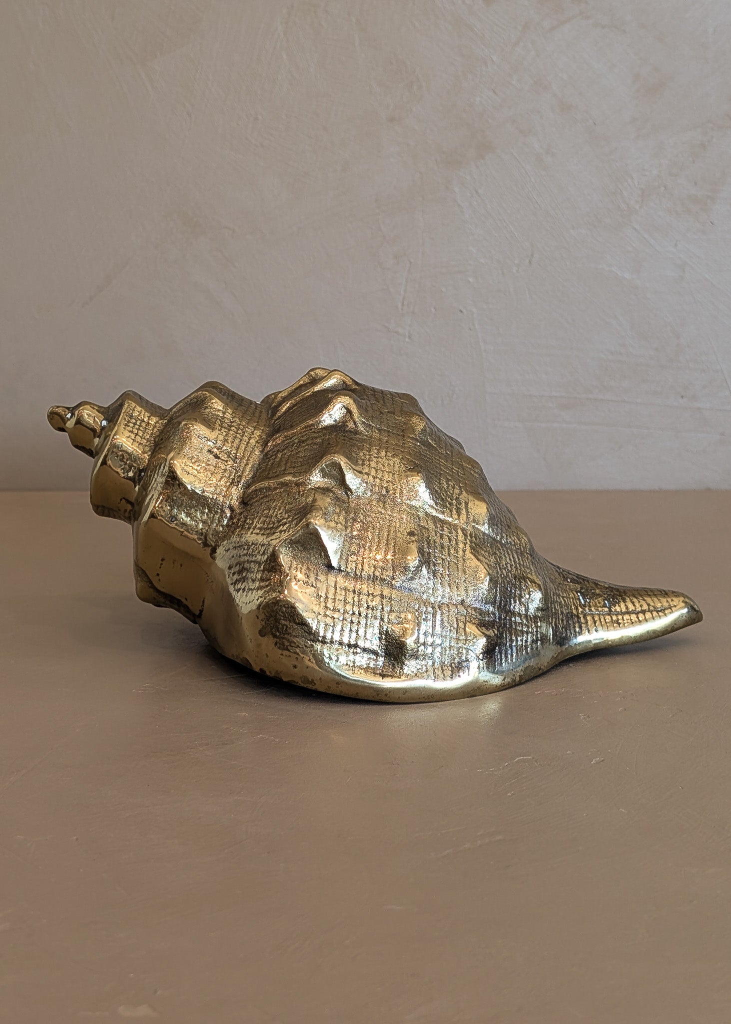 Large Vintage Brass Conch Shell