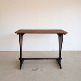 Late 1800s Primitive Pennsylvania Dutch Wooden Trestle Table with Original Red Wash Paint and Mortise and Tenon Construction