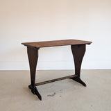 Late 1800s Primitive Pennsylvania Dutch Wooden Trestle Table with Original Red Wash Paint and Mortise and Tenon Construction