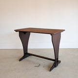 Late 1800s Primitive Pennsylvania Dutch Wooden Trestle Table with Original Red Wash Paint and Mortise and Tenon Construction