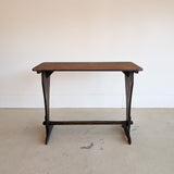 Late 1800s Primitive Pennsylvania Dutch Wooden Trestle Table with Original Red Wash Paint and Mortise and Tenon Construction