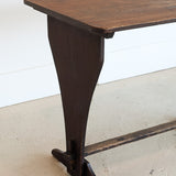 Late 1800s Primitive Pennsylvania Dutch Wooden Trestle Table with Original Red Wash Paint and Mortise and Tenon Construction