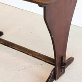 Late 1800s Primitive Pennsylvania Dutch Wooden Trestle Table with Original Red Wash Paint and Mortise and Tenon Construction