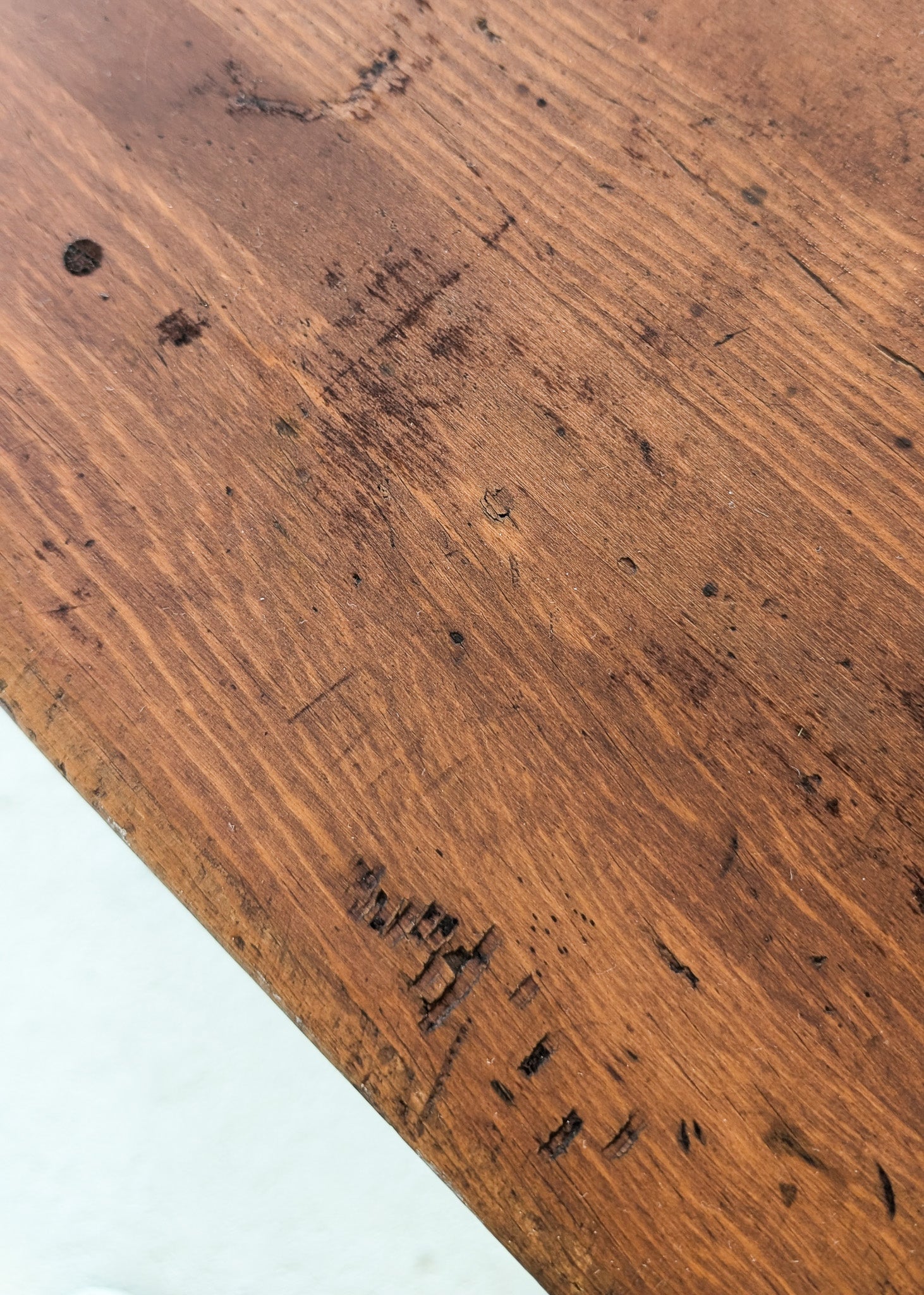Late 1800s Primitive Pennsylvania Dutch Wooden Trestle Table with Original Red Wash Paint and Mortise and Tenon Construction