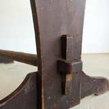 Late 1800s Primitive Pennsylvania Dutch Wooden Trestle Table with Original Red Wash Paint and Mortise and Tenon Construction