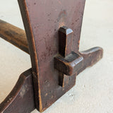 Late 1800s Primitive Pennsylvania Dutch Wooden Trestle Table with Original Red Wash Paint and Mortise and Tenon Construction