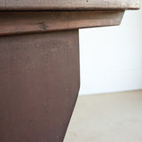 Late 1800s Primitive Pennsylvania Dutch Wooden Trestle Table with Original Red Wash Paint and Mortise and Tenon Construction