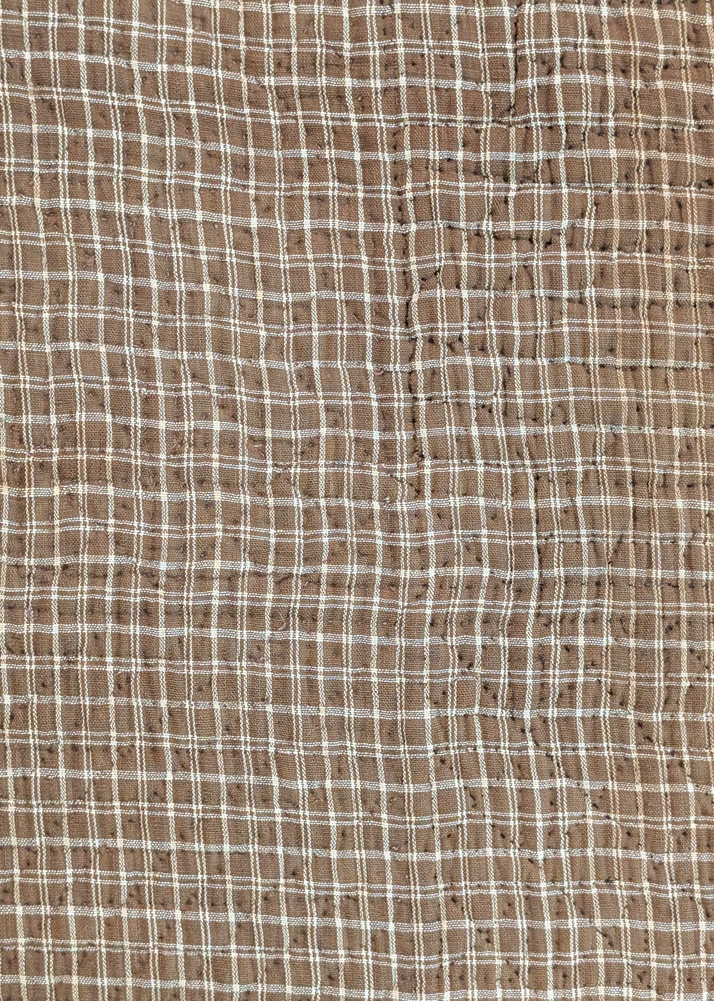 1880s/1890s Antique Brown and Red Double Irish Chain Quilt with Homespun Backing Fabric 86" x 67"