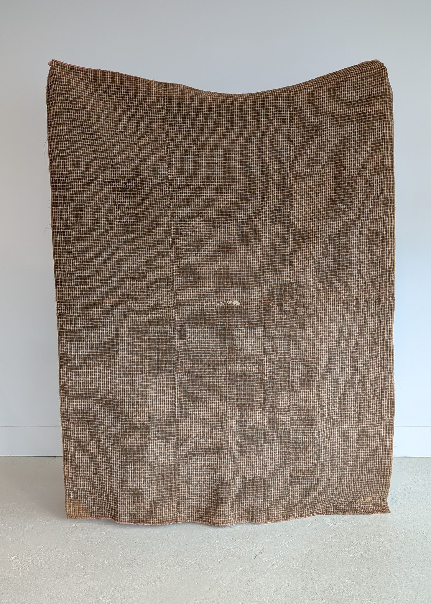 1880s/1890s Antique Brown and Red Double Irish Chain Quilt with Homespun Backing Fabric 86" x 67"