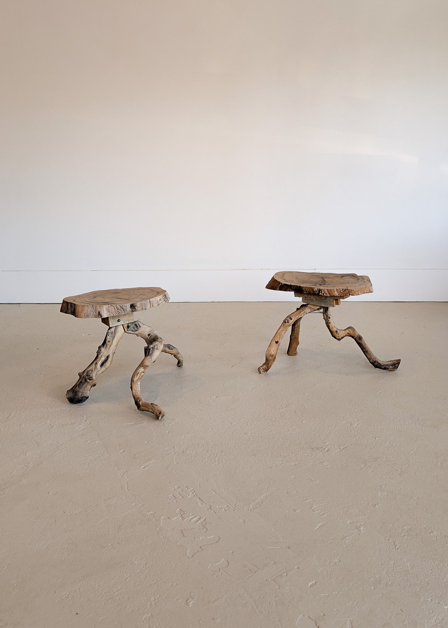 Unique Midcentury French Brutalist Grape Vine Stool - Sold Individually