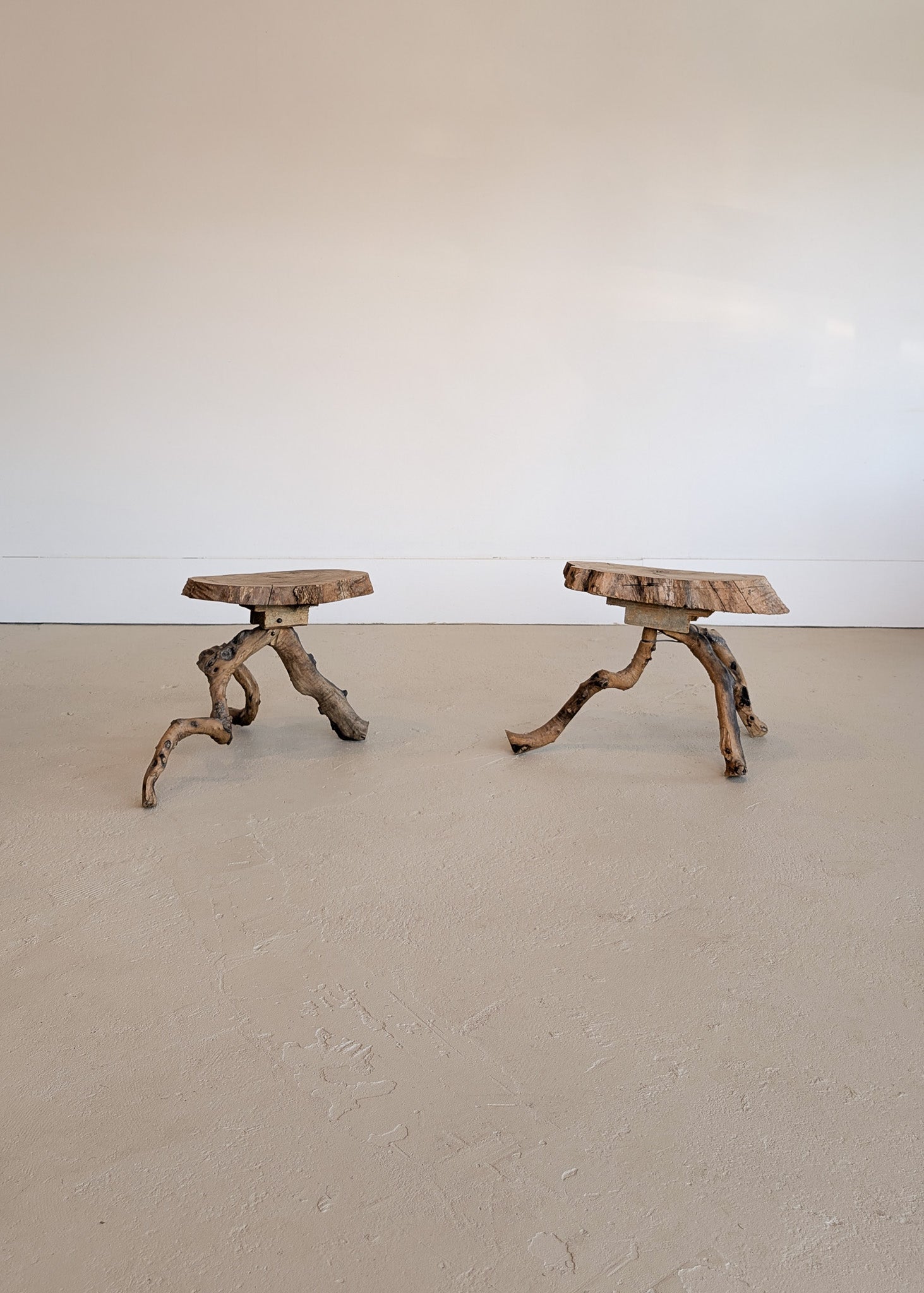Unique Midcentury French Brutalist Grape Vine Stool - Sold Individually