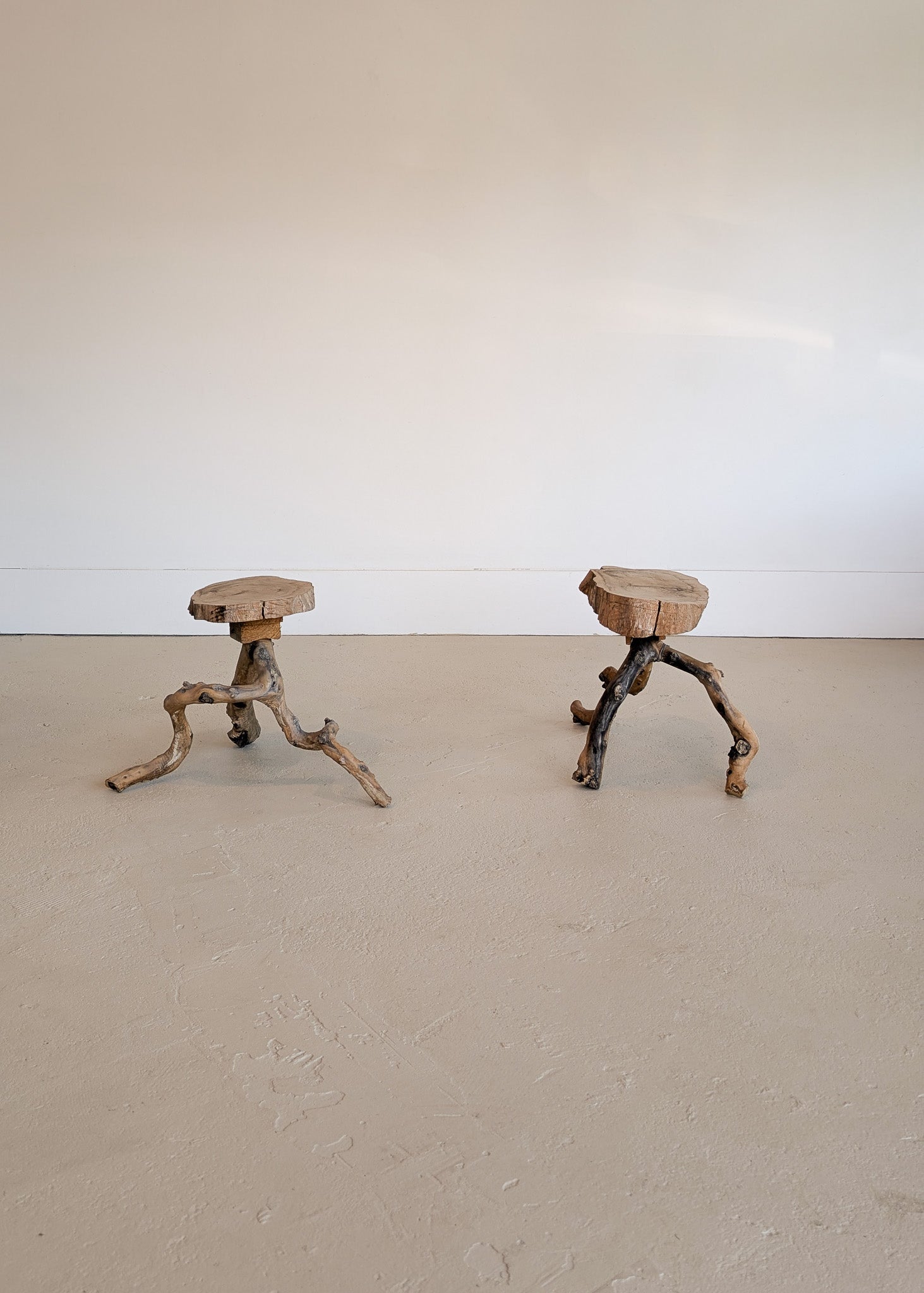Unique Midcentury French Brutalist Grape Vine Stool - Sold Individually