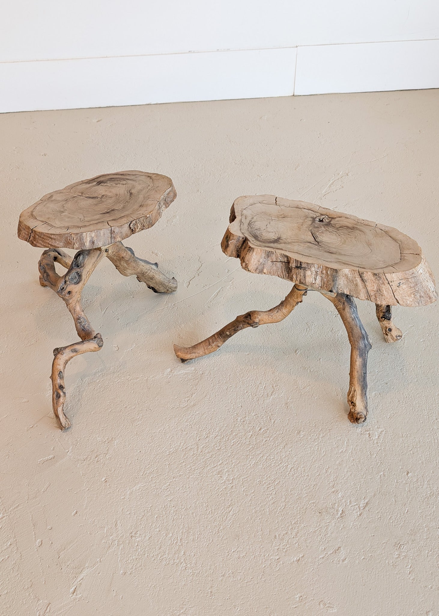 Unique Midcentury French Brutalist Grape Vine Stool - Sold Individually