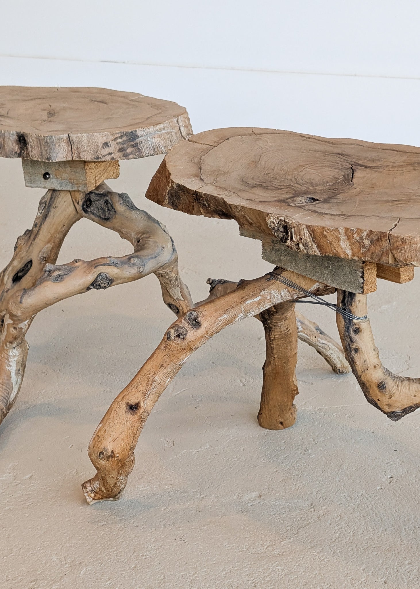 Unique Midcentury French Brutalist Grape Vine Stool - Sold Individually
