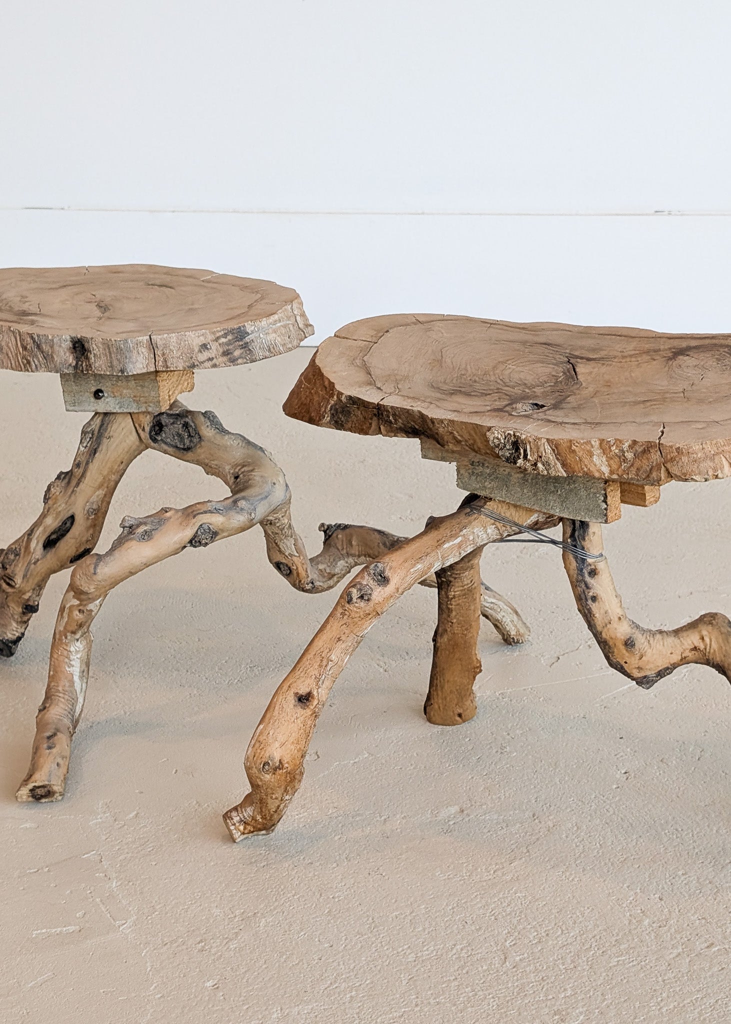 Unique Midcentury French Brutalist Grape Vine Stool - Sold Individually