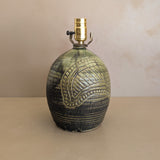Vintage Green Incised Signed Studio Pottery Lamp