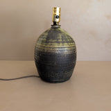 Vintage Green Incised Signed Studio Pottery Lamp