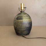 Vintage Green Incised Signed Studio Pottery Lamp