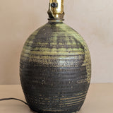 Vintage Green Incised Signed Studio Pottery Lamp