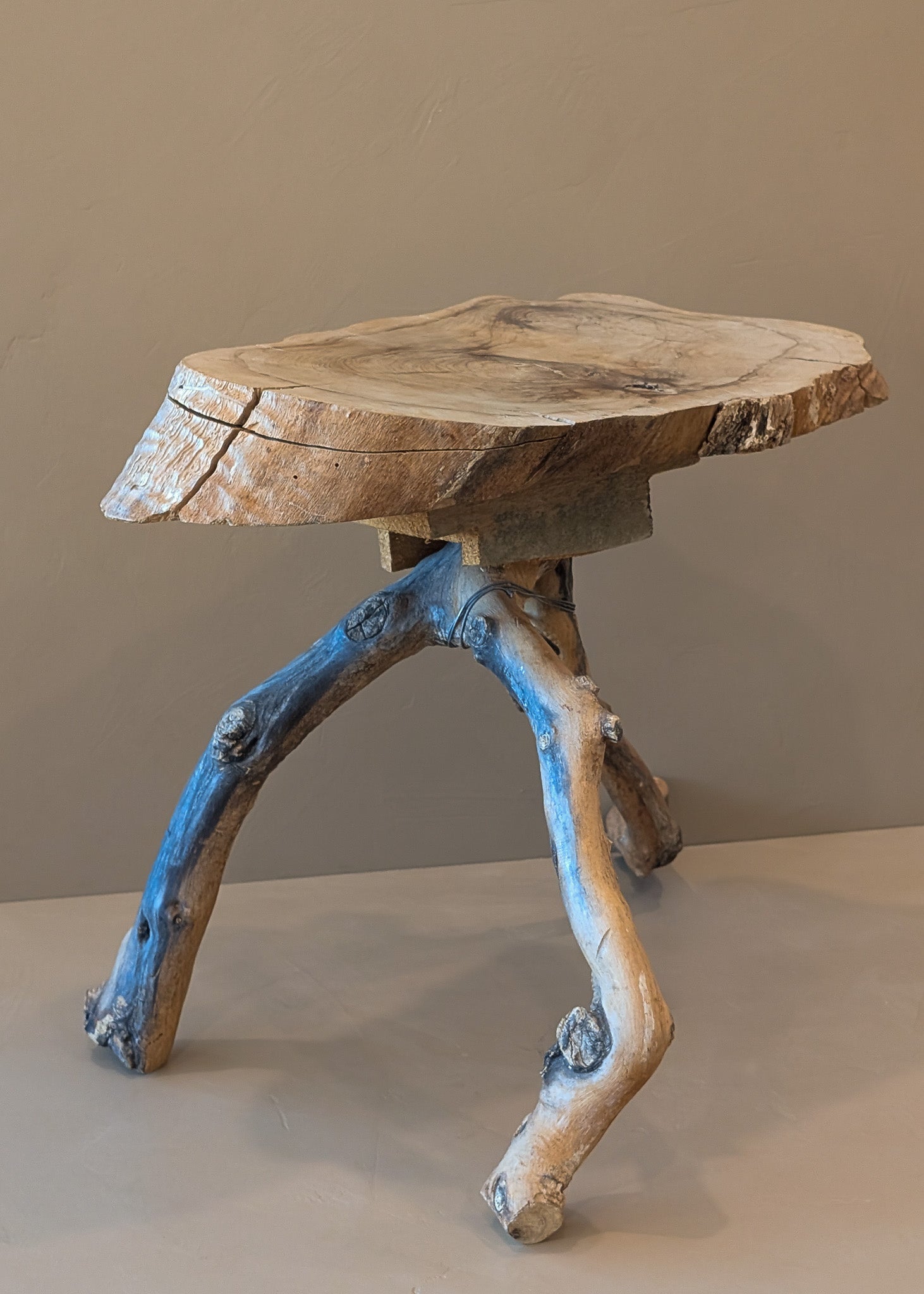 Unique Midcentury French Brutalist Grape Vine Stool - Sold Individually