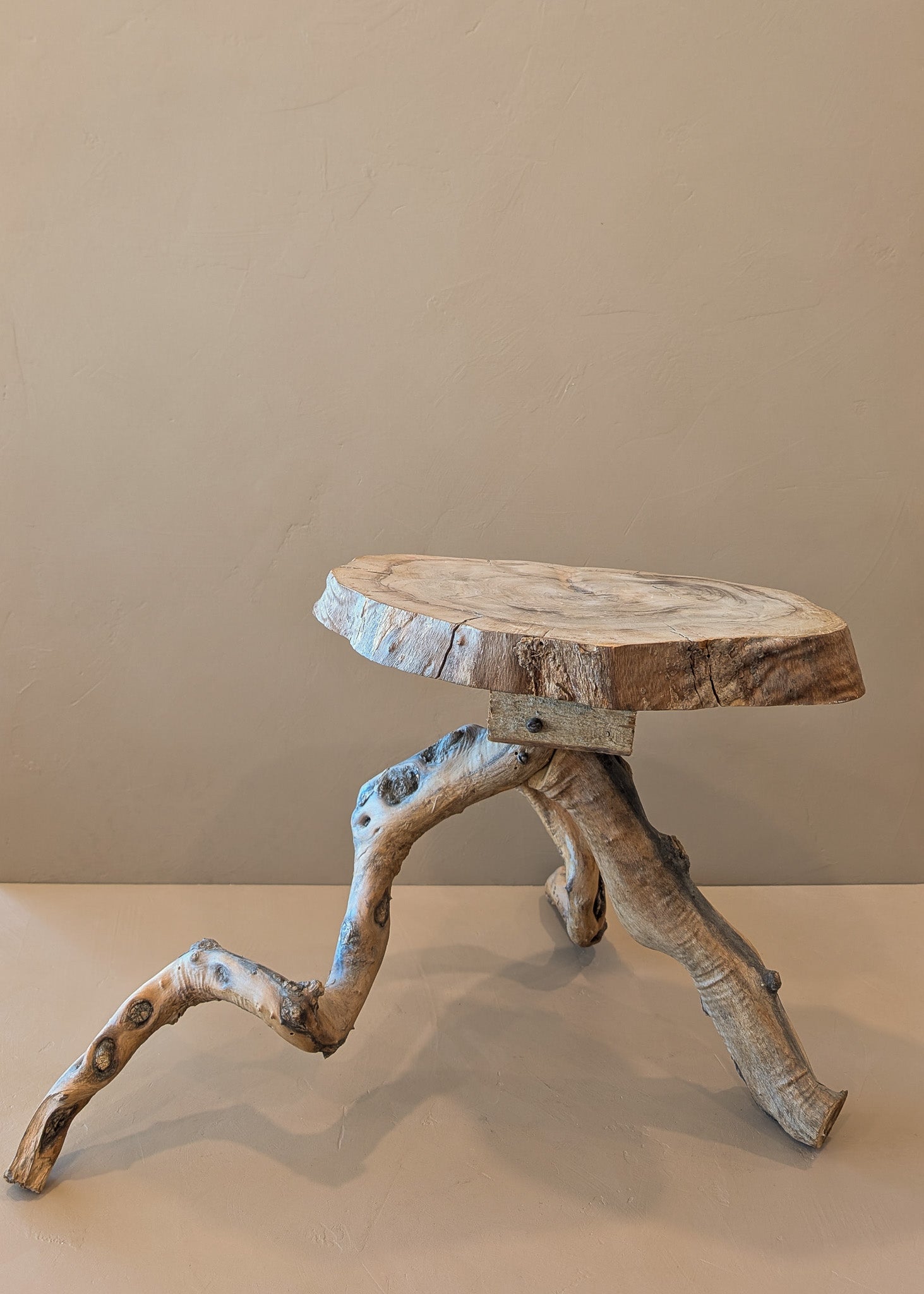 Unique Midcentury French Brutalist Grape Vine Stool - Sold Individually