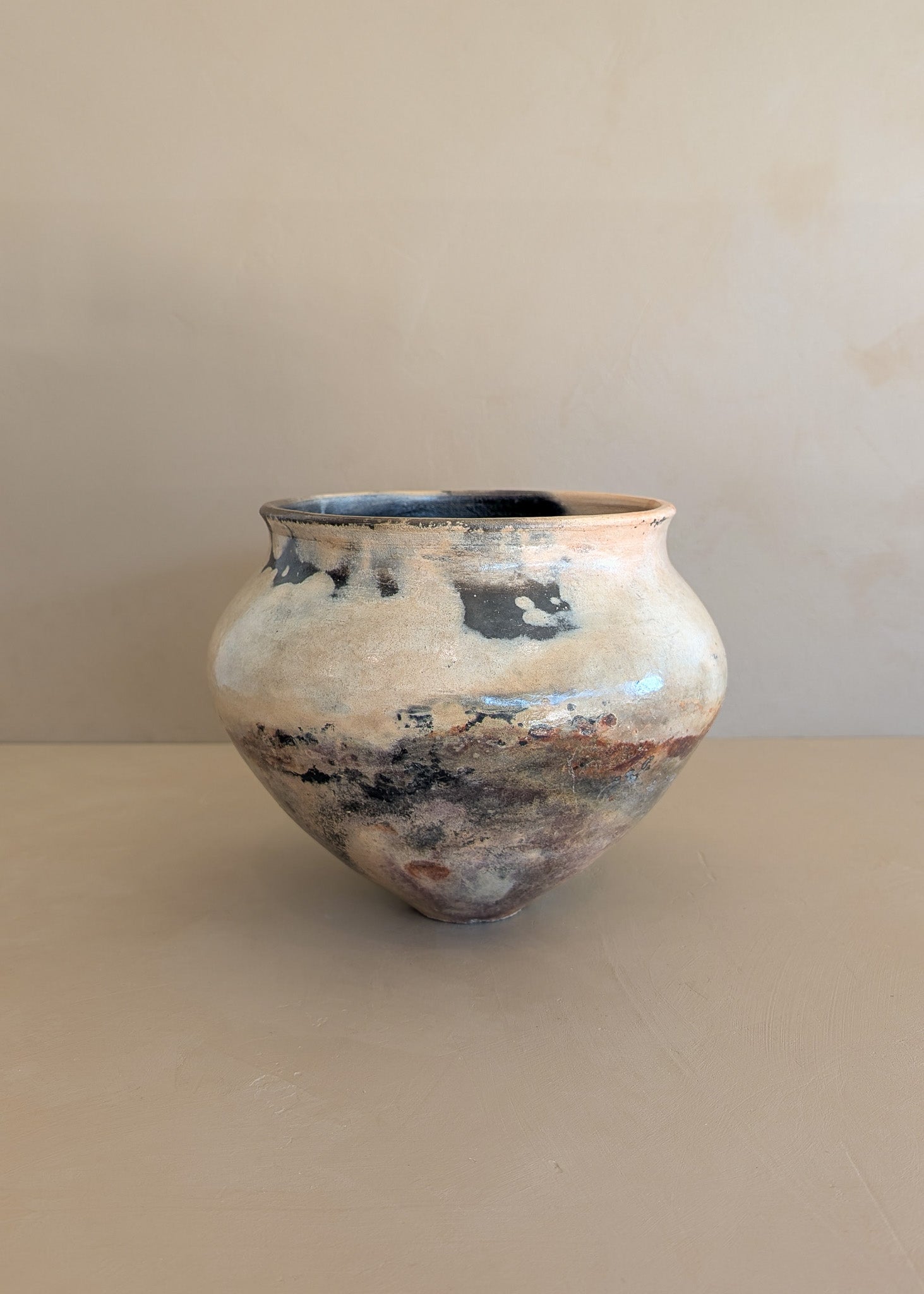Neutral Signed Studio Pottery Raku Vase
