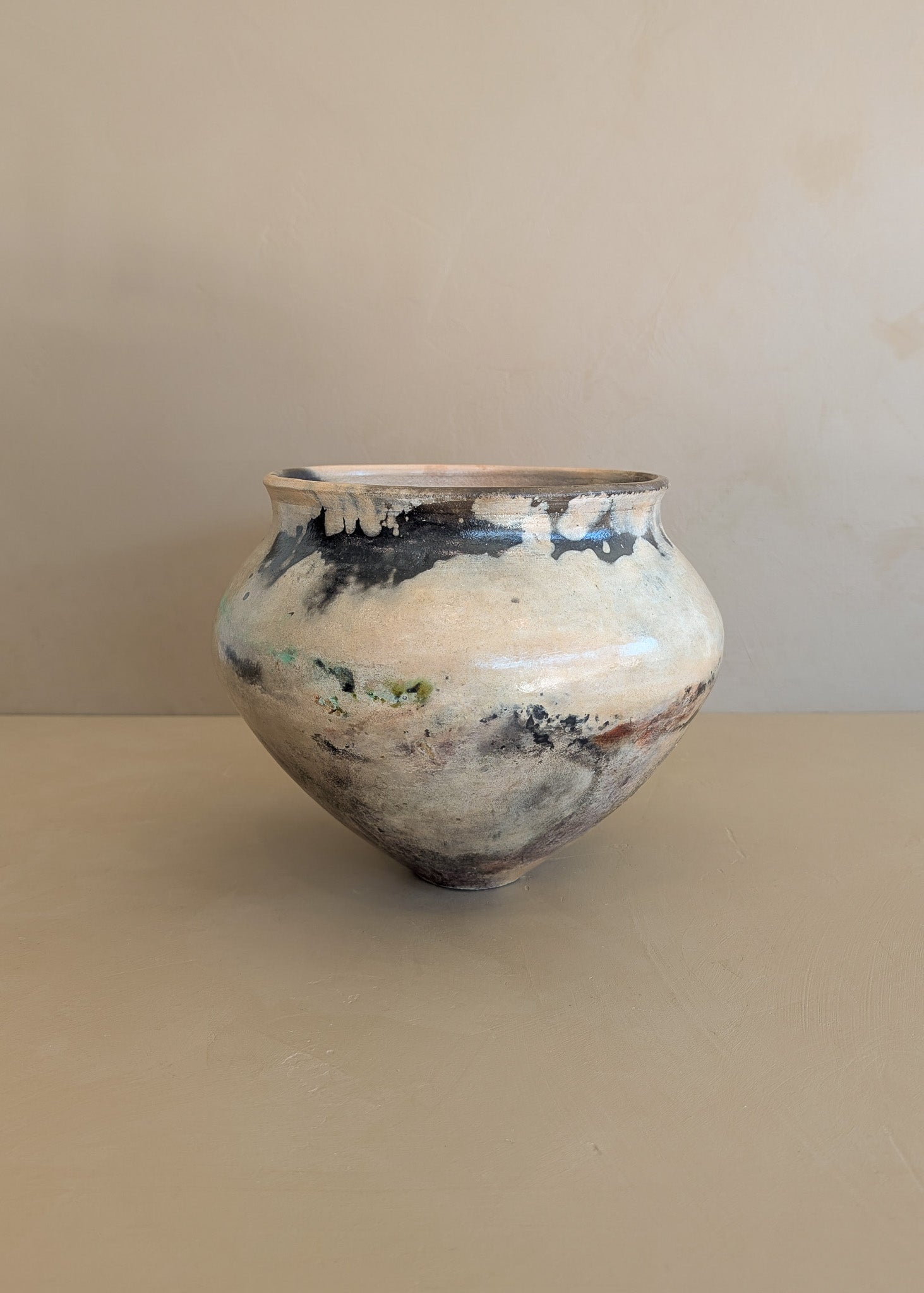 Neutral Signed Studio Pottery Raku Vase