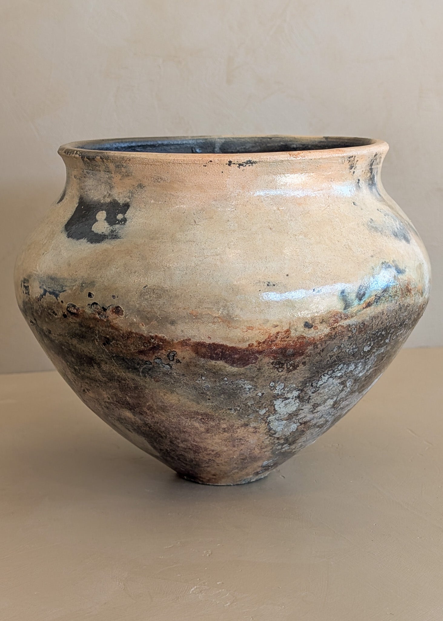 Neutral Signed Studio Pottery Raku Vase