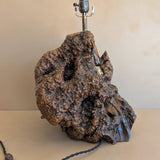 Unique Vintage Burl Lamp with Stone Inclusions