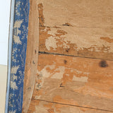 Antique Americana Blue and White Eagle Fabric-Covered Dome Top Steamer Trunk with Leather Handles