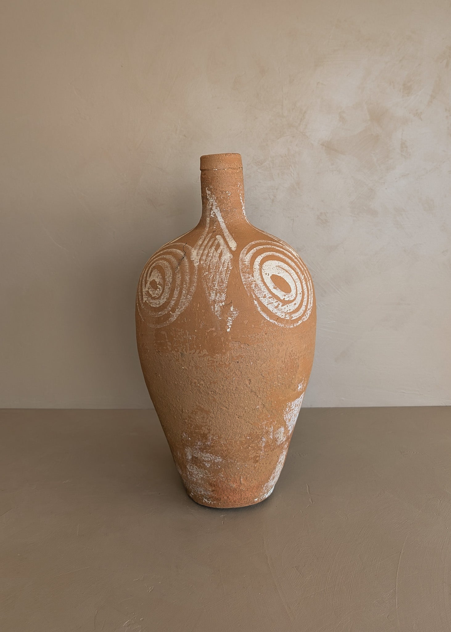 Vintage Turkish Olive Oil Jug with Freeform Motifs #7 - 16-3/4" Height