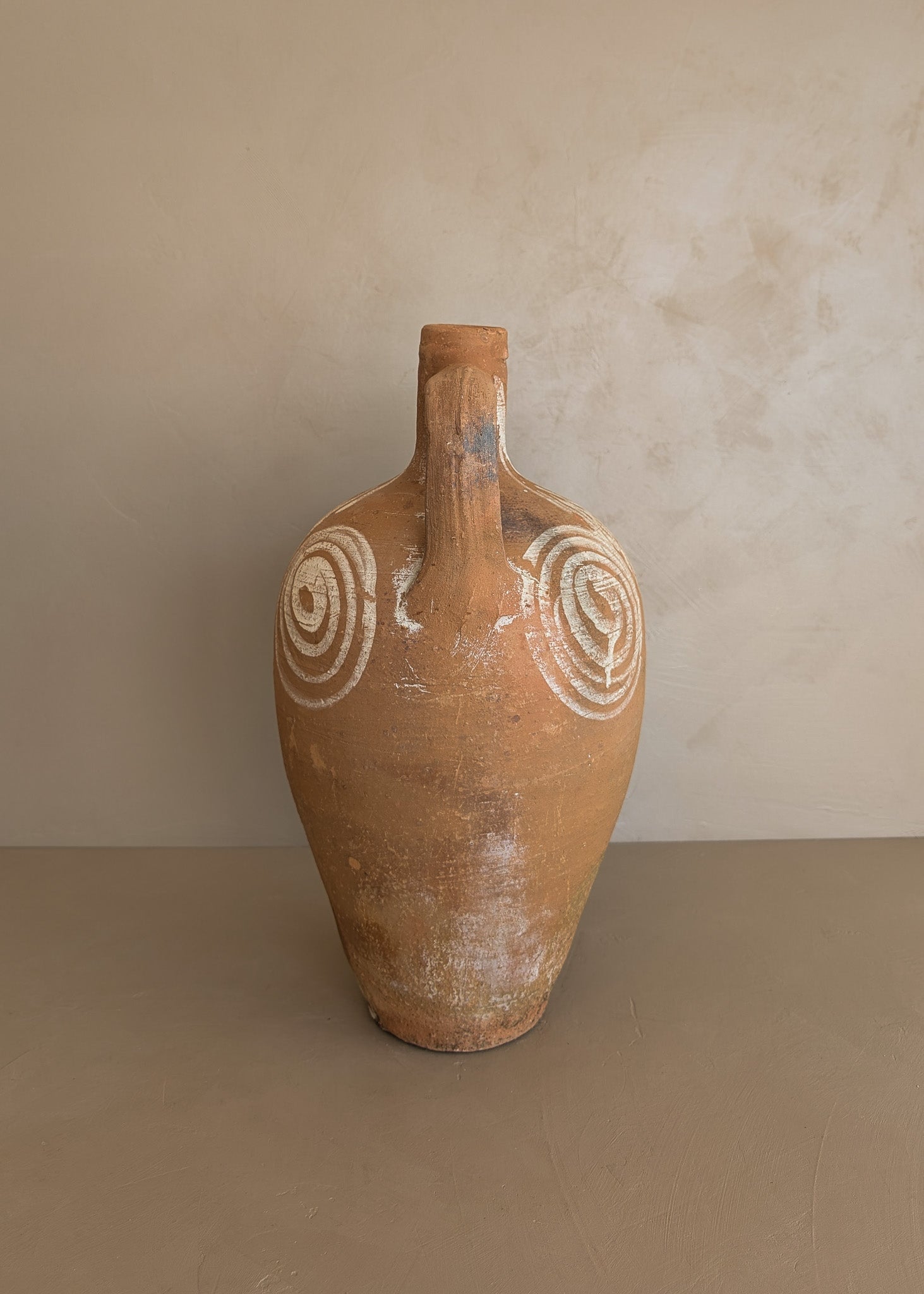 Vintage Turkish Olive Oil Jug with Freeform Motifs #7 - 16-3/4" Height