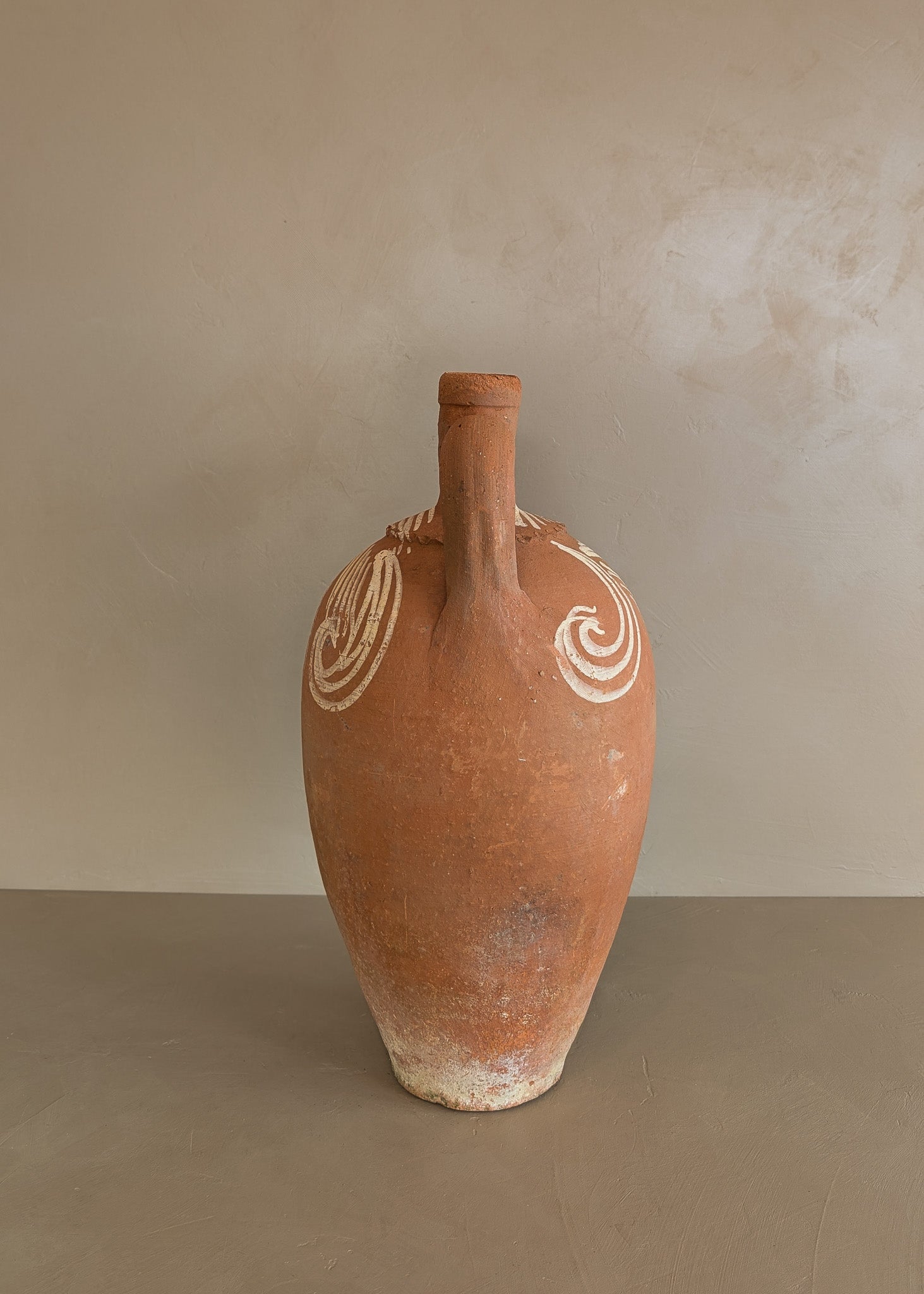 Vintage Turkish Olive Oil Jug with Freeform Motifs #11 - 17-1/2" Height