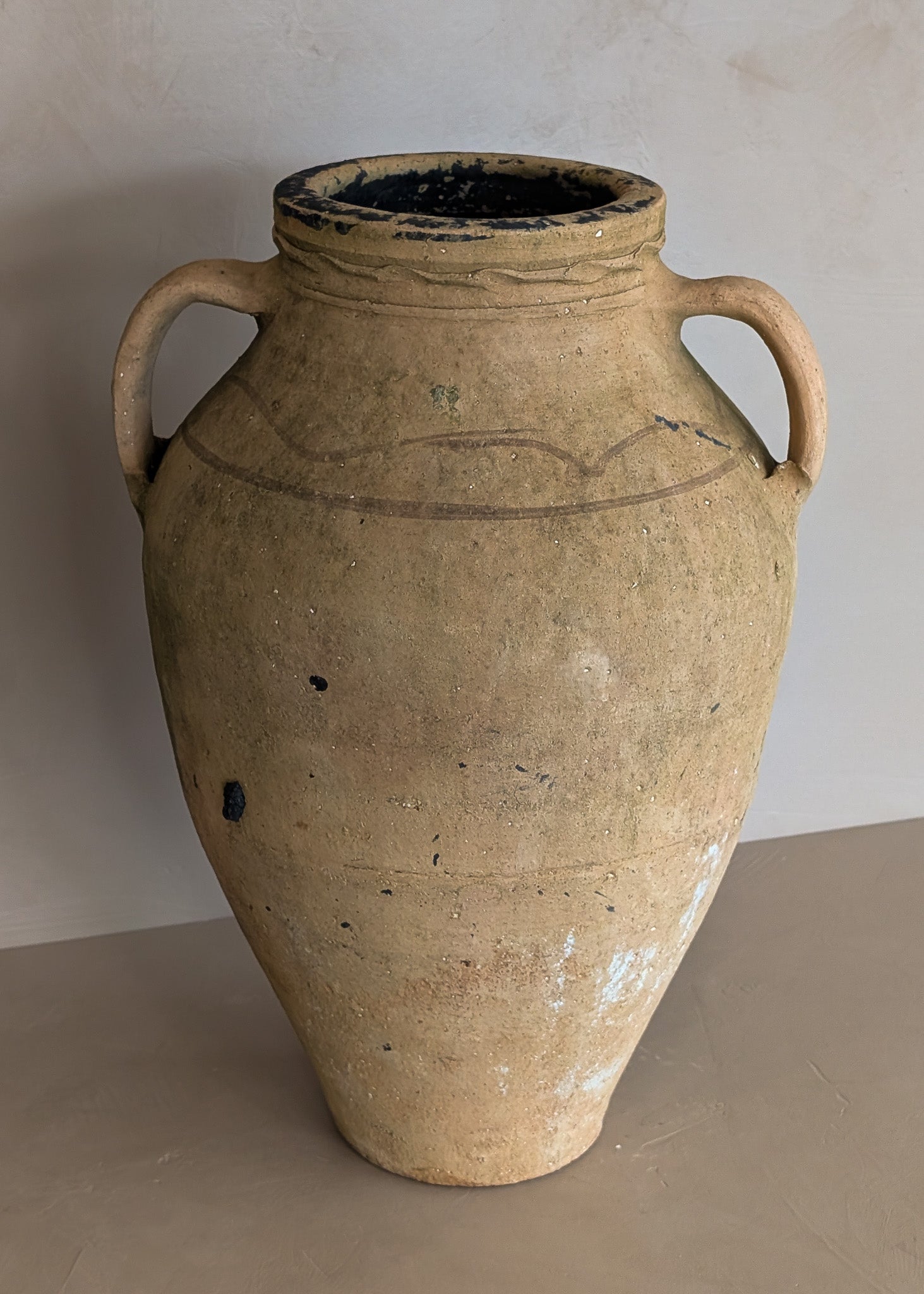 Vintage Amphora-Style Turkish Olive Oil Jug #12 - 17-1/4" Height