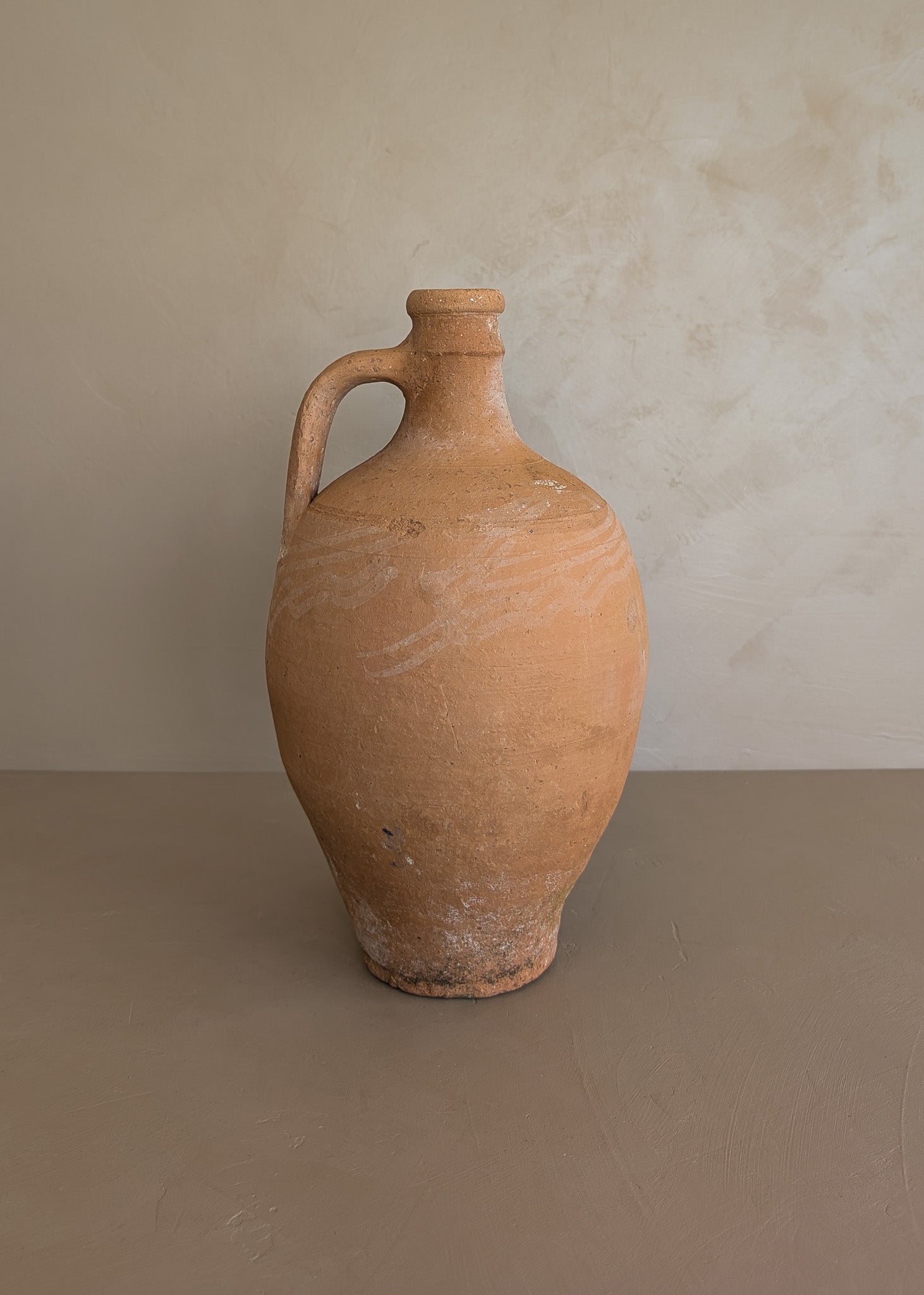 Vintage Turkish Olive Oil Jug with Subtle Freeform Motifs #18 - 13-3/4" Height