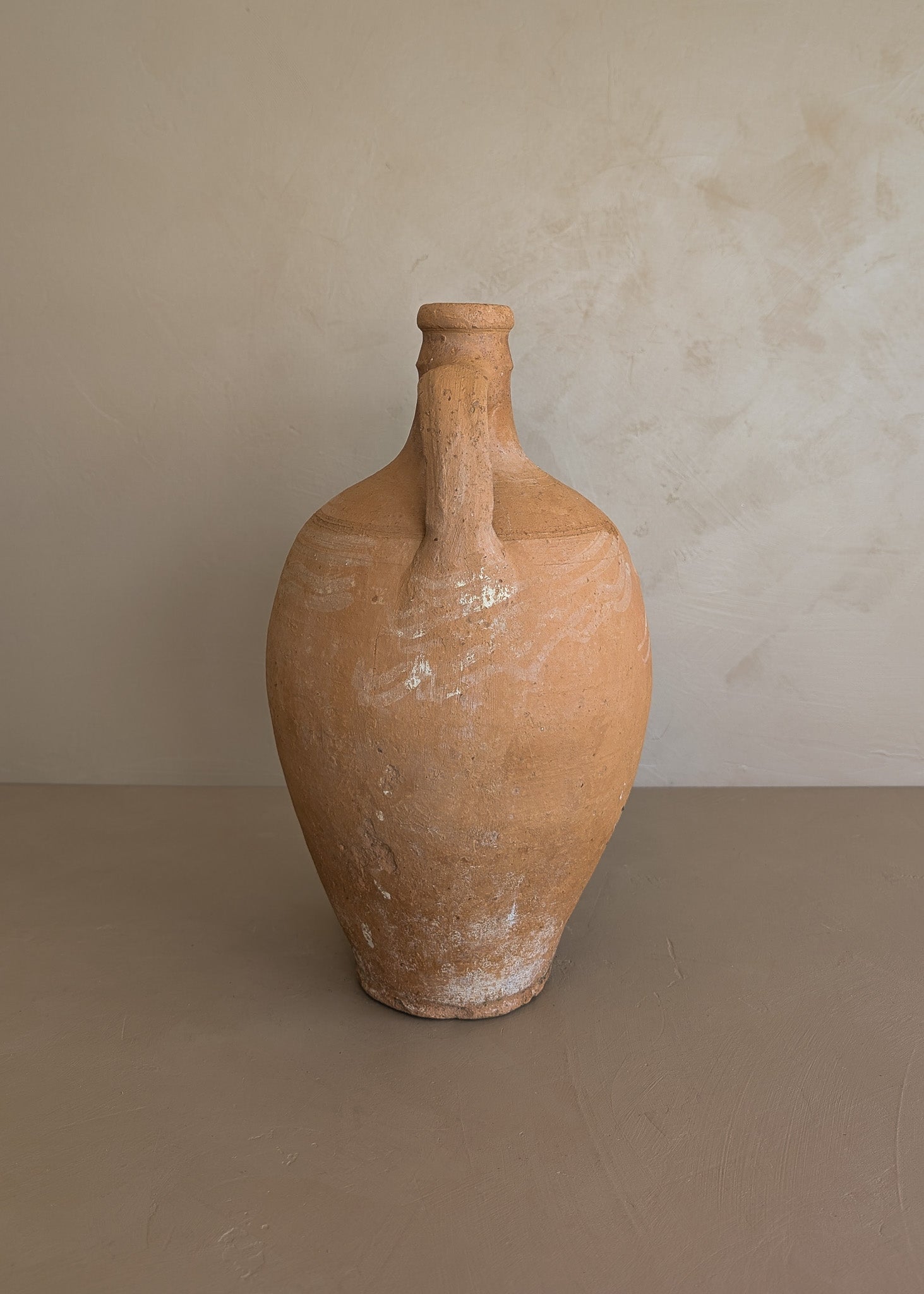 Vintage Turkish Olive Oil Jug with Subtle Freeform Motifs #18 - 13-3/4" Height