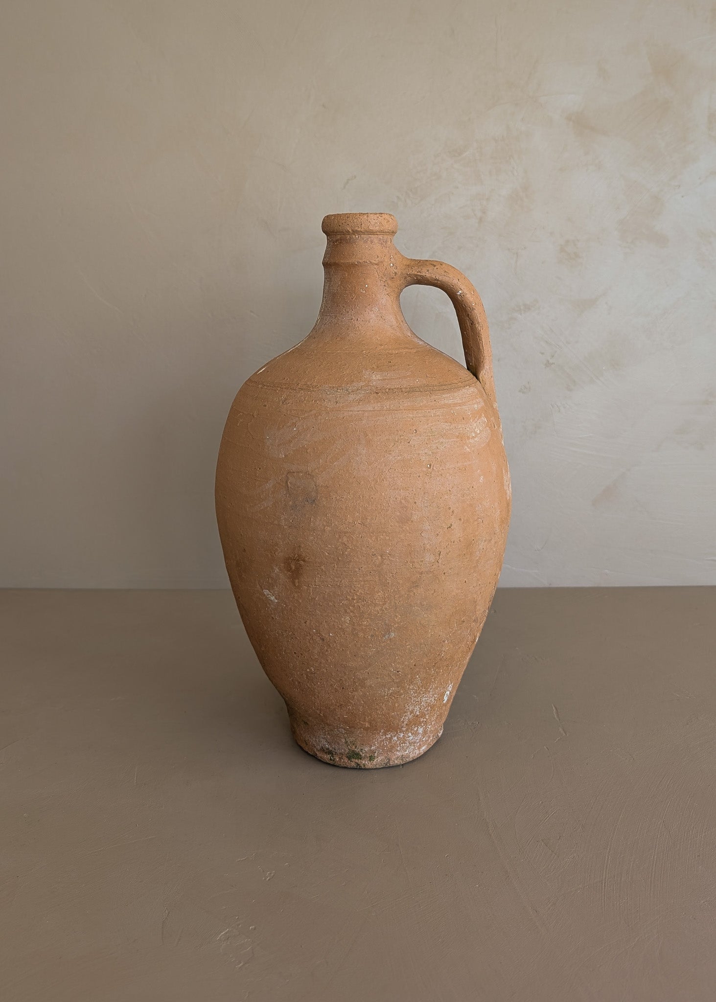 Vintage Turkish Olive Oil Jug with Subtle Freeform Motifs #18 - 13-3/4" Height