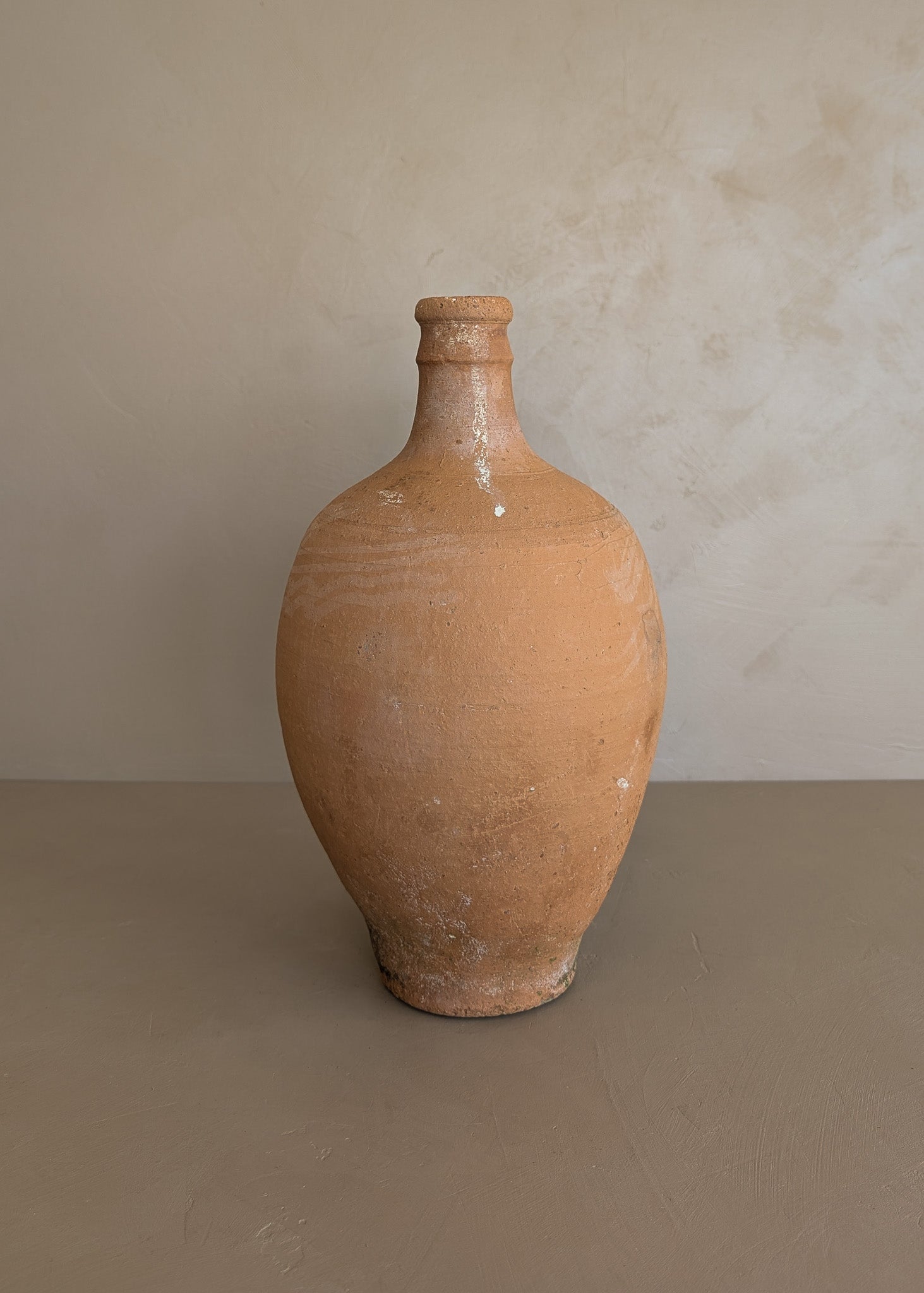 Vintage Turkish Olive Oil Jug with Subtle Freeform Motifs #18 - 13-3/4" Height