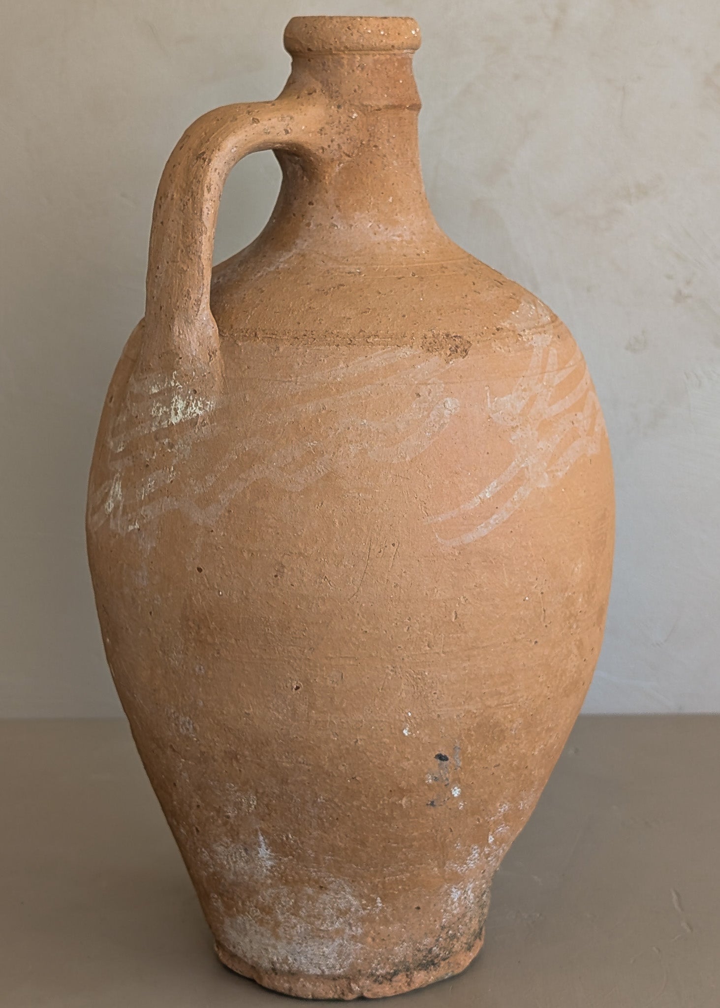 Vintage Turkish Olive Oil Jug with Subtle Freeform Motifs #18 - 13-3/4" Height