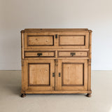 Antique European Pine Secretary with Two-Tone Trim and Original Skeleton Key