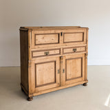 Antique European Pine Secretary with Two-Tone Trim and Original Skeleton Key