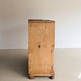 Antique European Pine Secretary with Two-Tone Trim and Original Skeleton Key