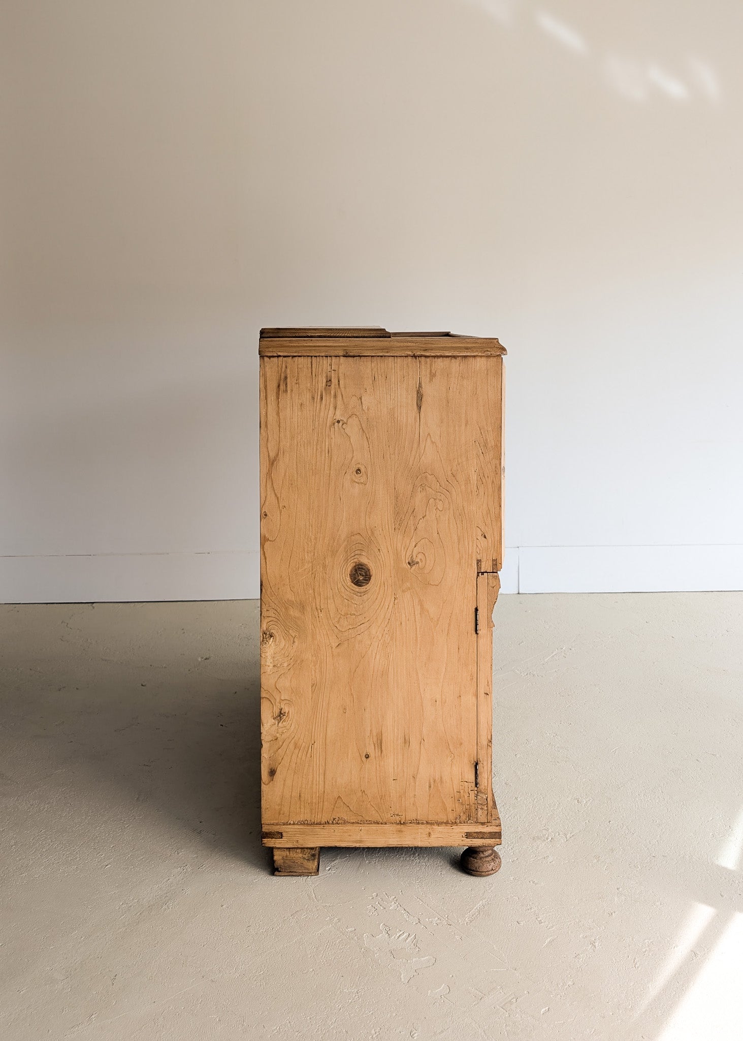 Antique European Pine Secretary with Two-Tone Trim and Original Skeleton Key