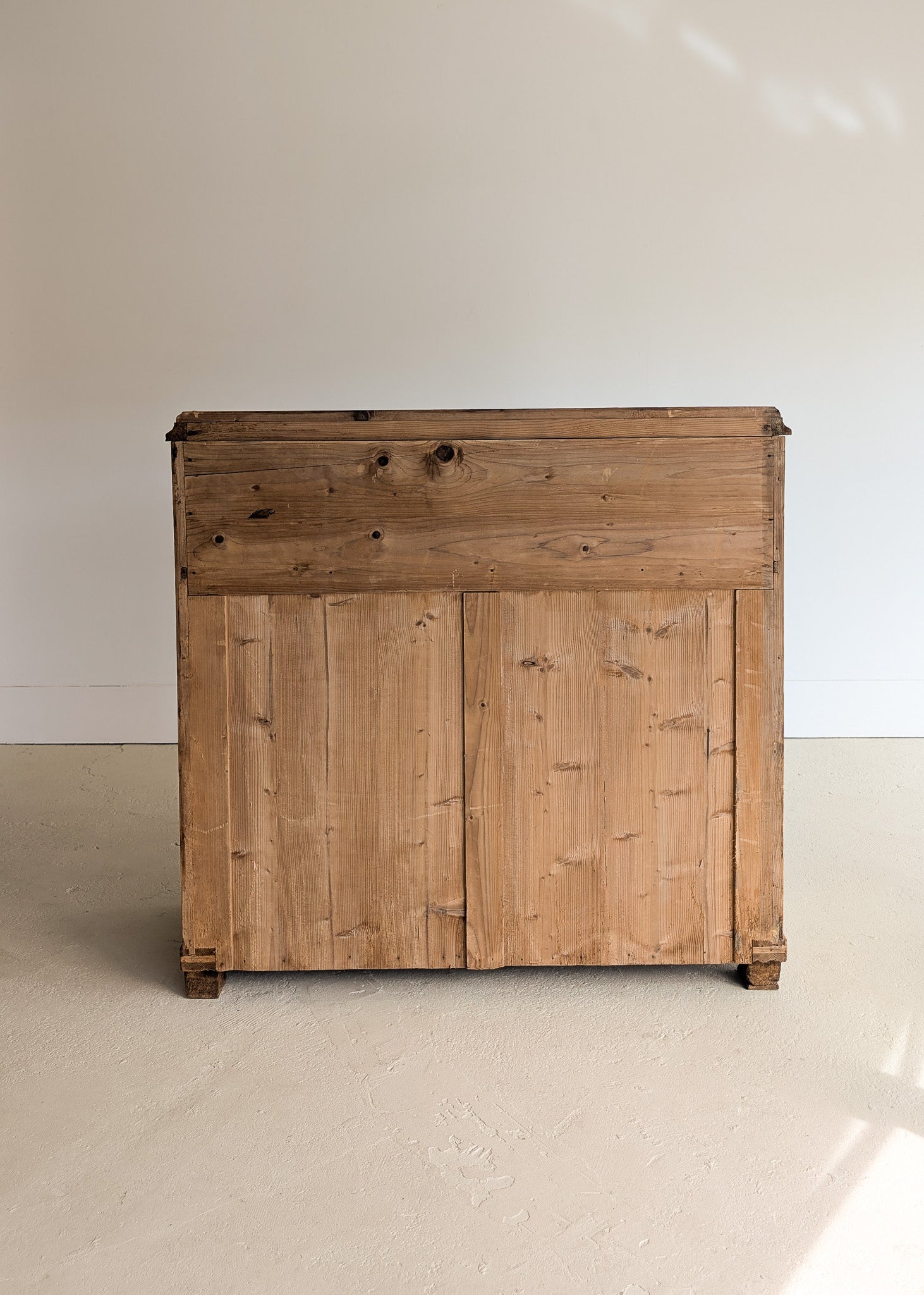 Antique European Pine Secretary with Two-Tone Trim and Original Skeleton Key