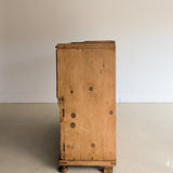 Antique European Pine Secretary with Two-Tone Trim and Original Skeleton Key