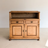 Antique European Pine Secretary with Two-Tone Trim and Original Skeleton Key